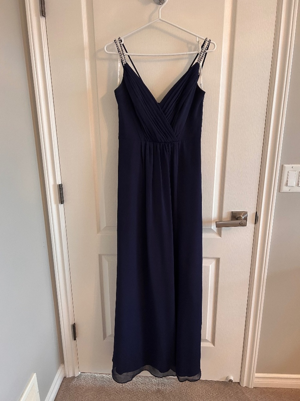 Navy Blue and Rhinestone Bridesmaid Dress